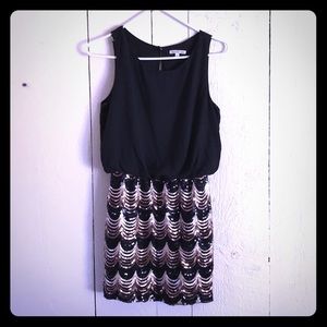 Black and Metallic Sequin Mini Dress!